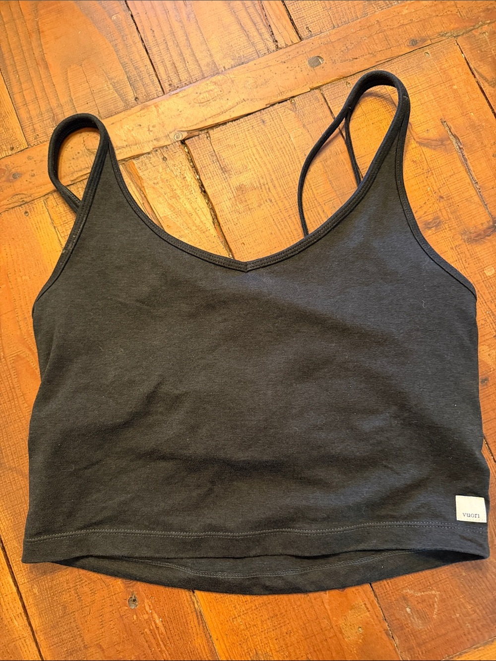 Vuori Black Seamless Crop Brami with Thin Straps